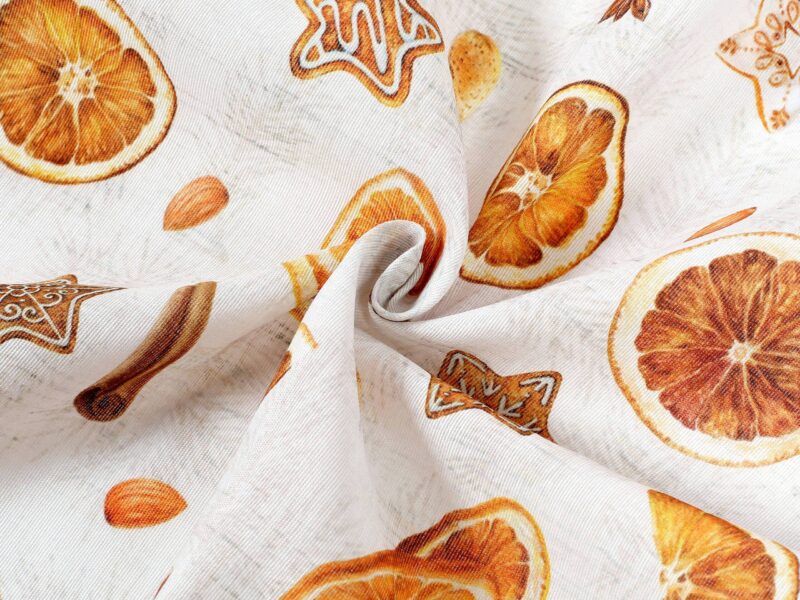 Decorative fabric LONETA orange and cinnamon width 140 cm by Stofex.