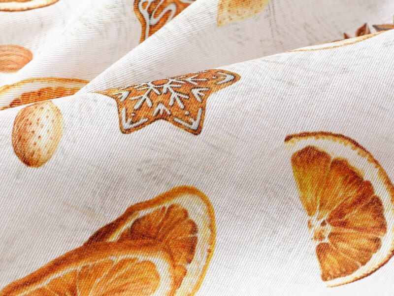 Decorative fabric LONETA orange and cinnamon width 140 cm by Stofex.