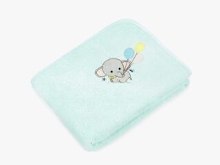 Baby bath sheet mint with elephant by Stofex.