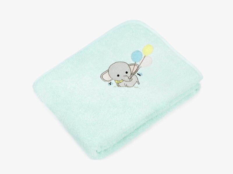 Baby bath sheet mint with elephant by Stofex.