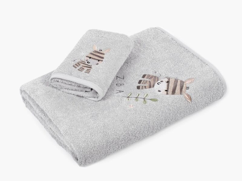 Baby bath sheet grey with zebra by Stofex.