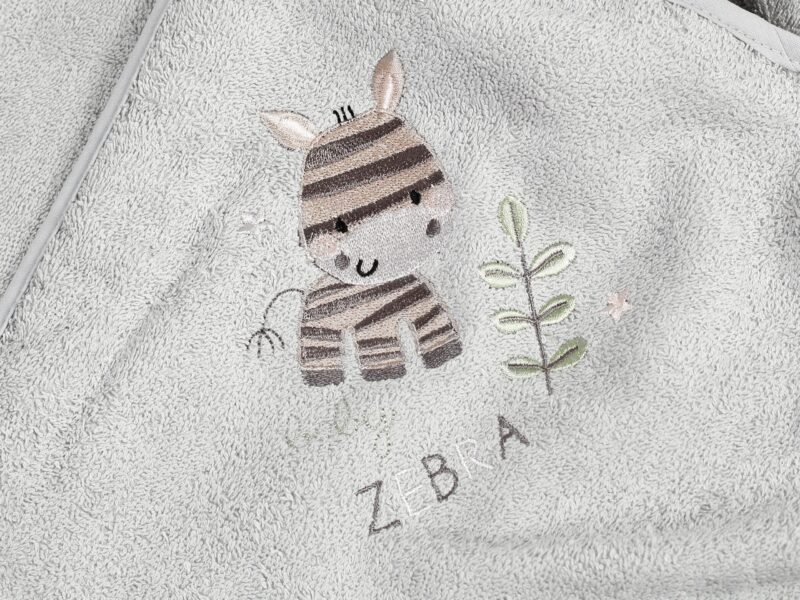 Baby bath sheet grey with zebra by Stofex.