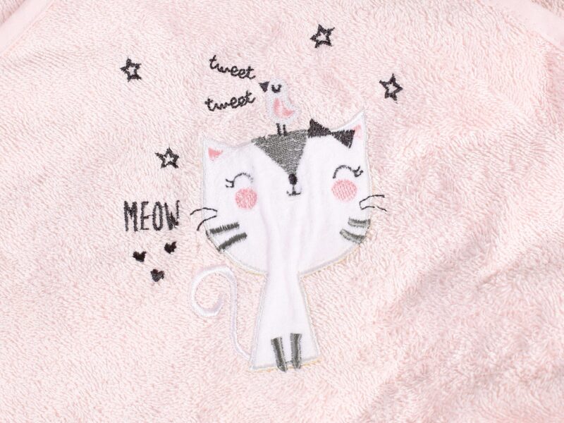 Baby bath sheet pink with cat by Stofex.