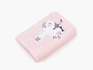 Baby bath sheet pink with cat by Stofex.