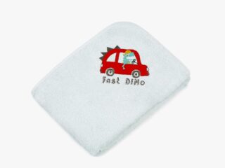 Baby bath sheet light blue with car by Stofex.