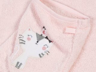 Kids’ terry washcloth pink - cat by Stofex.