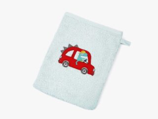 Kids’ terry washcloth light blue - car by Stofex.