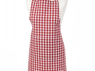 Heavy duty kitchen apron in red-white small plaid color by Stofex