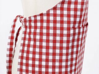 Heavy duty kitchen apron in red-white small plaid color by Stofex