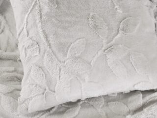 Luxurious jacquard pillowcase with leaves light grey by Stofex.