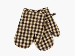 Heavy duty kitchen potholder brown and beige plaid by Stofex.