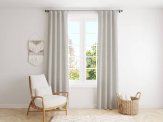 Blackout curtain silk grey in stock by Stofex.