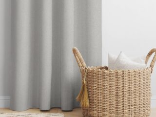 Blackout curtain silk grey in stock by Stofex.