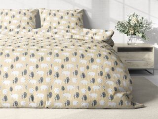 Christmas cotton bed linen polar bear on beige by Stofex.