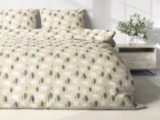 Christmas cotton bed linen polar bear on beige by Stofex.