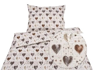 Cotton bed linen brown hearts by Stofex.