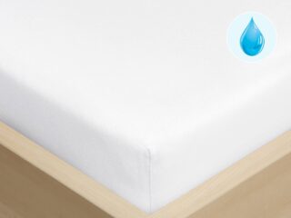 Waterproof jersey fitted sheet white by Stofex.