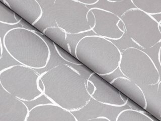 Cotton fabric white circles on grey by Stofex.