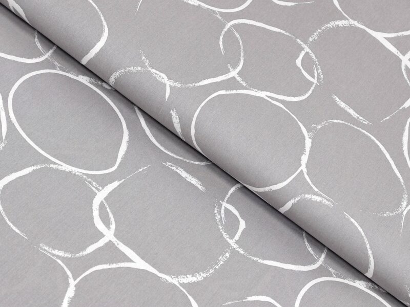 Cotton fabric white circles on grey by Stofex.