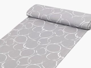 Cotton fabric white circles on grey by Stofex.