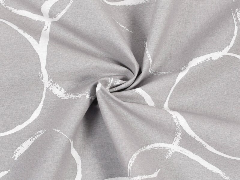 Cotton fabric white circles on grey by Stofex.