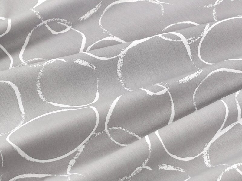 Cotton fabric white circles on grey by Stofex.