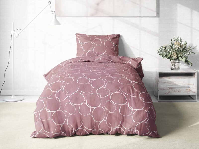 Cotton bed linen white circles on wine by Stofex.