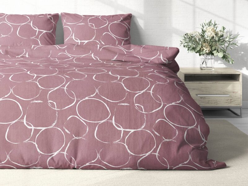 Cotton bed linen white circles on wine by Stofex.