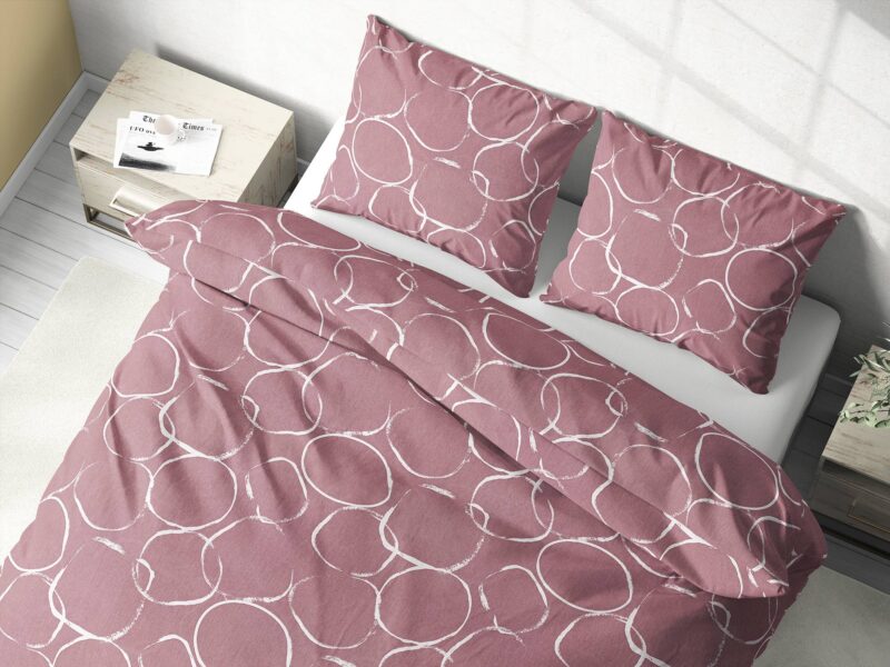 Cotton bed linen white circles on wine by Stofex.