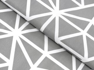 Cotton fabric white geometric shapes by Stofex.