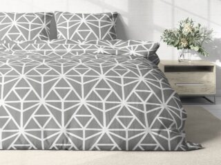 Cotton bed linen white geometric shapes by Stofex.