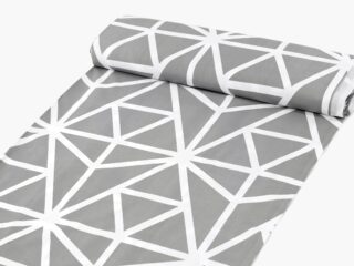 Cotton fabric white geometric shapes by Stofex.