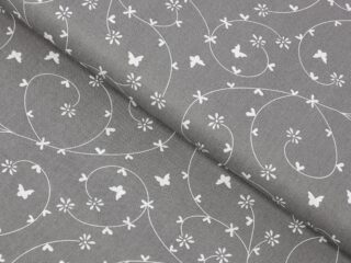 100% Cotton fabric flowers on grey by Stofex.