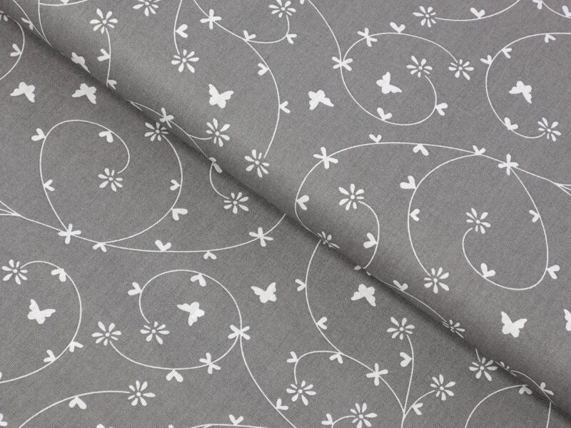 100% Cotton fabric flowers on grey by Stofex.