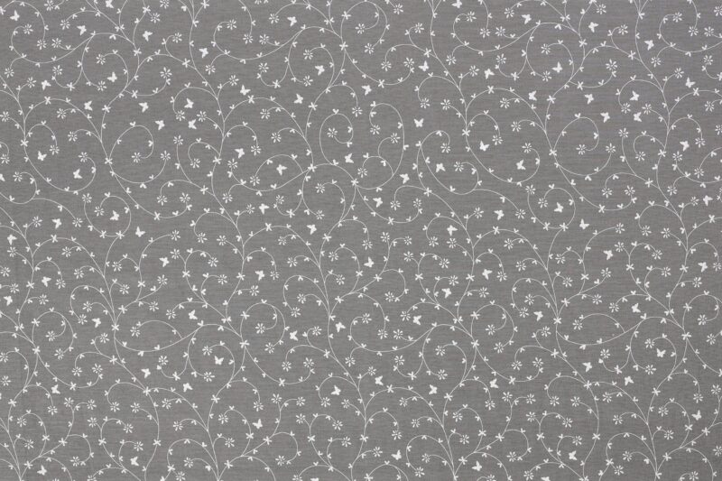 100% Cotton fabric flowers on grey by Stofex.