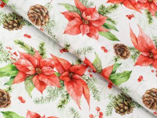 Christmas fabric LONETA Christmas flower width 140 cm by Stofex.