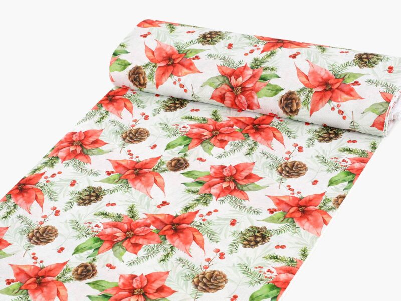 Christmas fabric LONETA Christmas flower width 140 cm by Stofex.