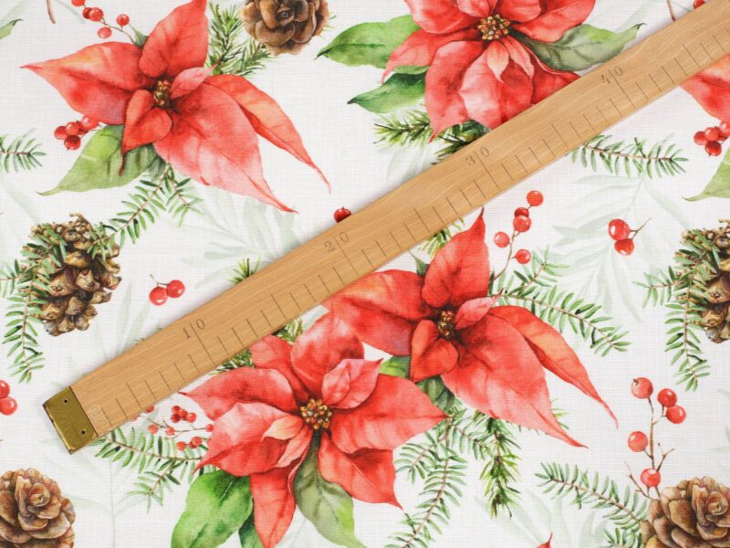 Christmas fabric LONETA Christmas flower width 140 cm by Stofex.