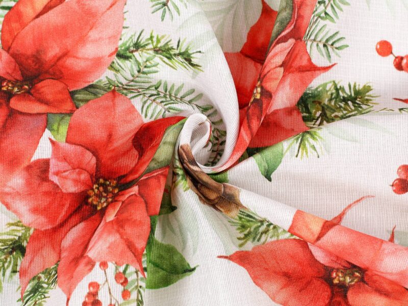 Christmas fabric LONETA Christmas flower width 140 cm by Stofex.