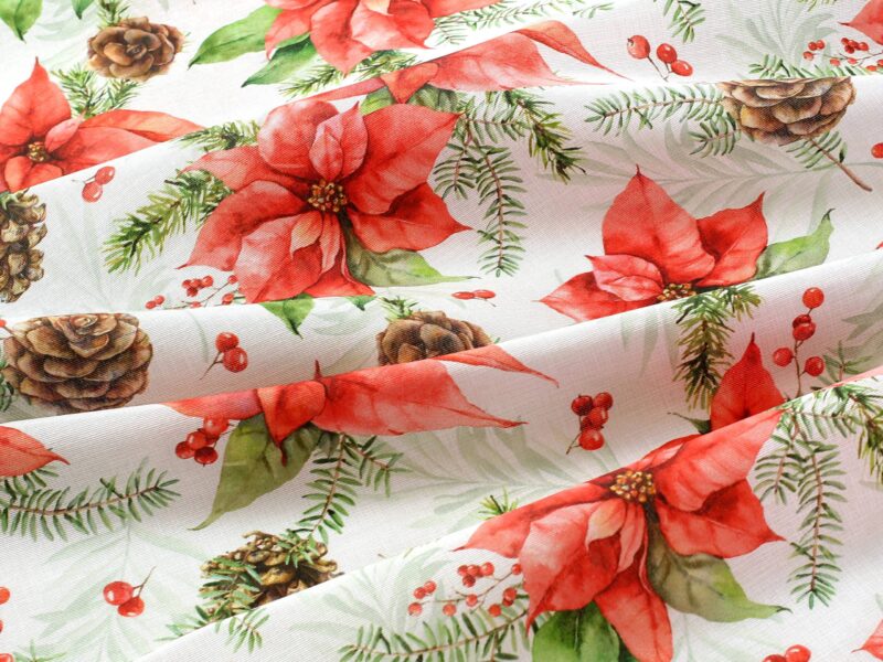 Christmas fabric LONETA Christmas flower width 140 cm by Stofex.