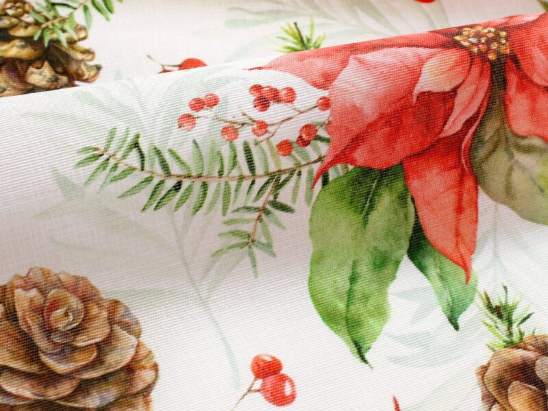 Christmas fabric LONETA Christmas flower width 140 cm by Stofex.