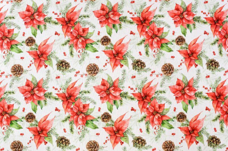 Christmas fabric LONETA Christmas flower width 140 cm by Stofex.