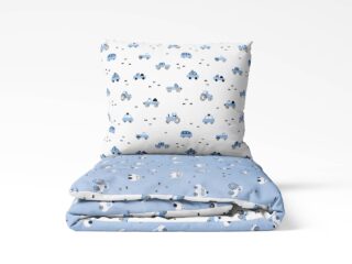 Kids' cotton bed linen blue and white cars DUO by Stofex.