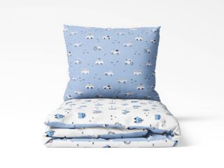 Kids' cotton bed linen blue and white cars DUO by Stofex.