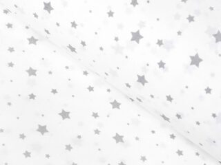 Cotton fabric grey stars on white by Stofex.