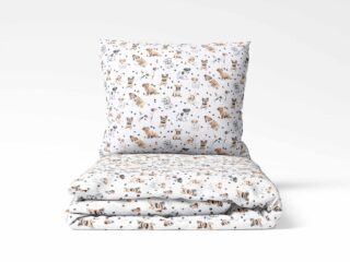 Kids' cotton bed linen puppies on white by Stofex.