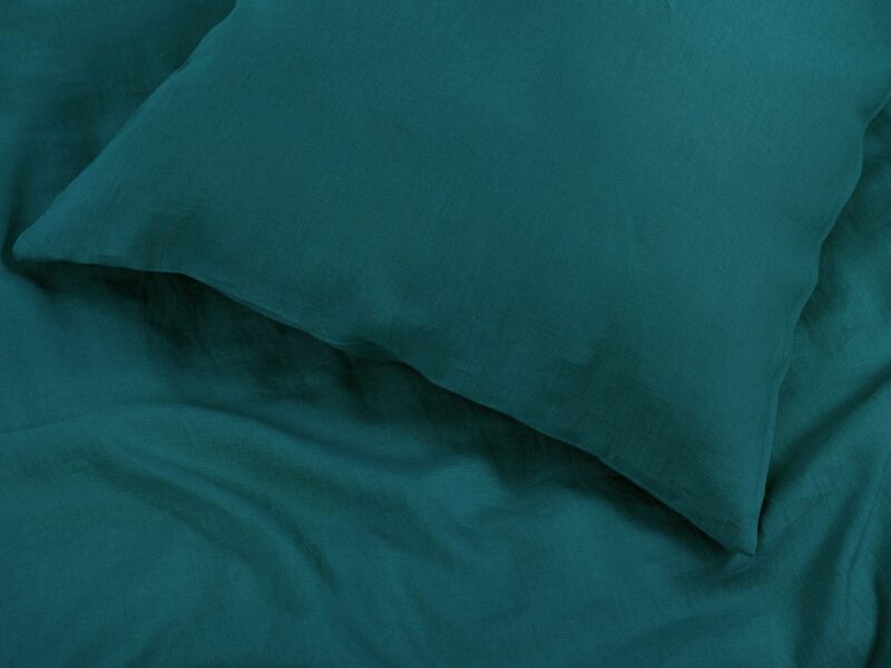 100% linen bedding dark petrol colour by Stofex.