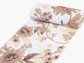 100% Cotton fabric large brown flowers by Stofex.