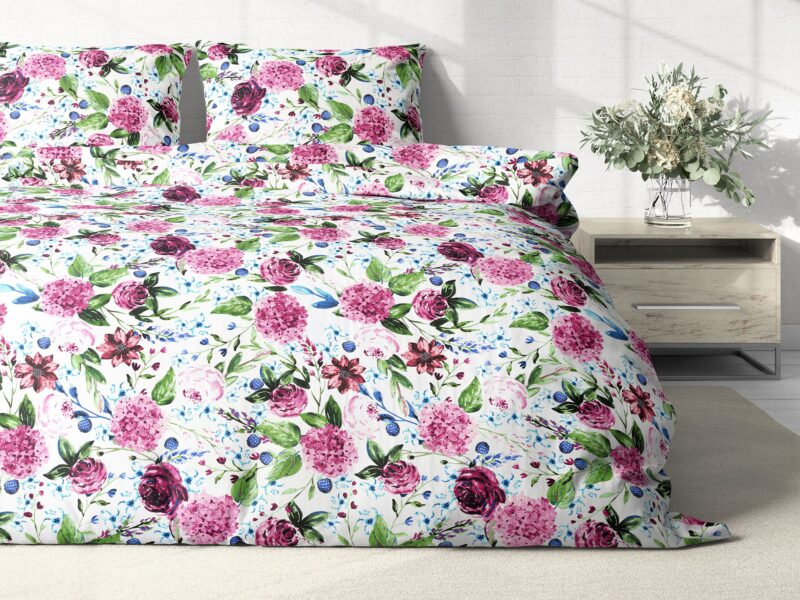 Cotton bed linen hydrangea by Stofex.