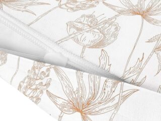 White cotton pillowcase with greige flowers by Stofex.